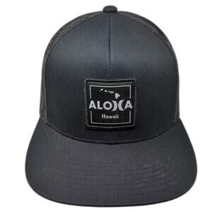 Hurley Trucker Hat Black Aloha Hawaii Patch Mesh Snapback OSFM Adjustable Cap